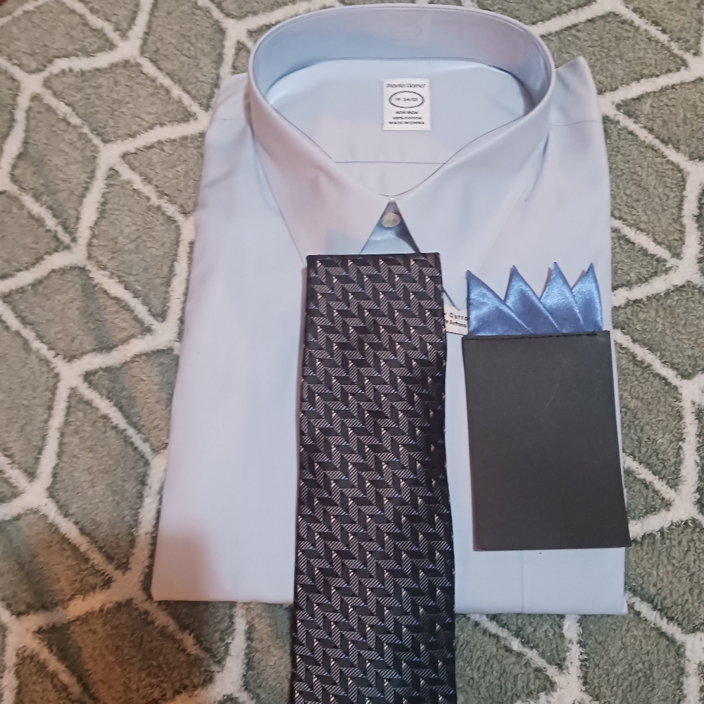 Mens Pronto Uomo Shirt And Tie With Mens Warehouse Brand Pocket Accent